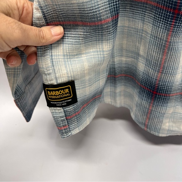 BARBOUR Kickstart Long Sleeve Plaid Pale Sky Shirt - Picture 5 of 11
